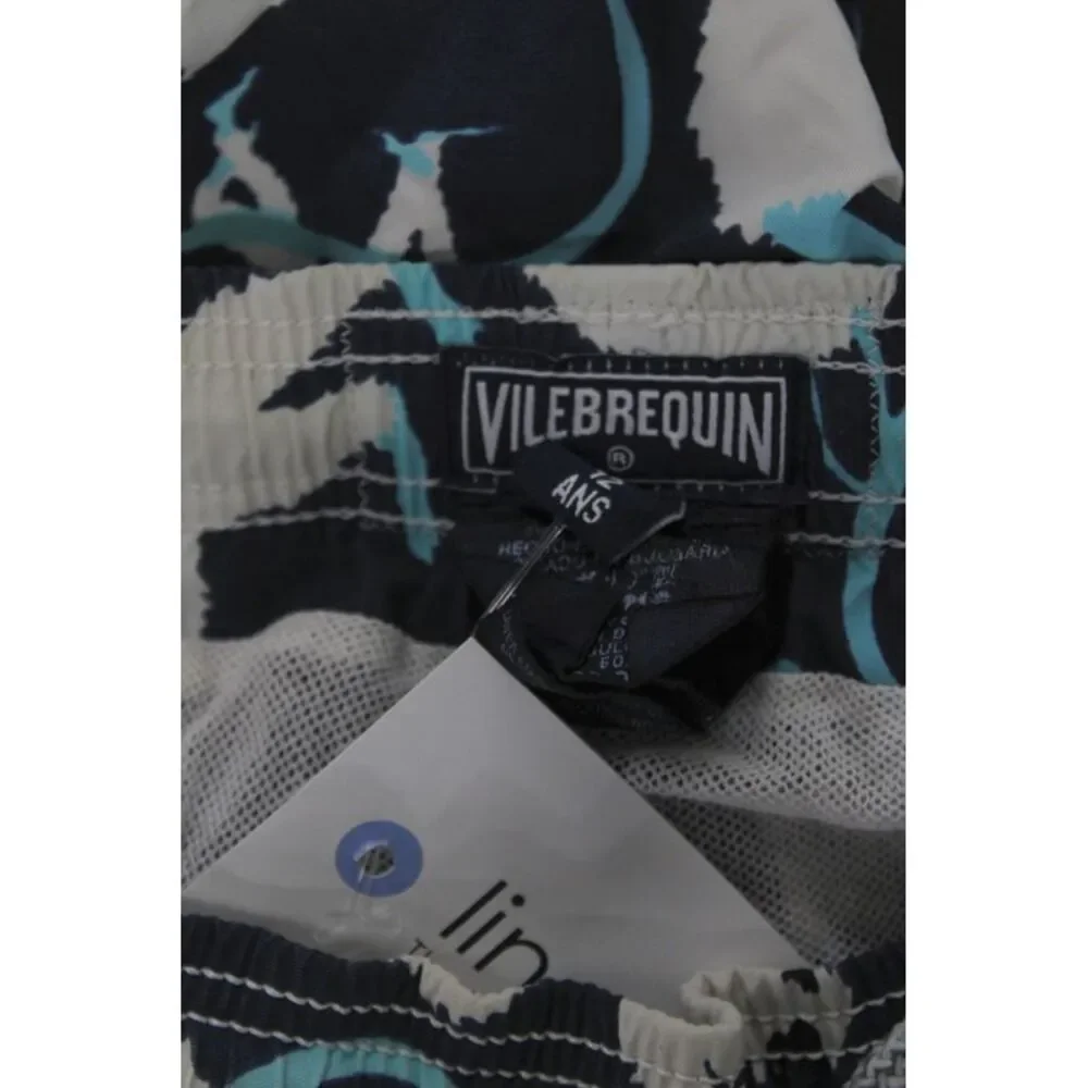 Vilebrequin Kids Cotton Novelty Monkey Print Swim Trunks Blue White Size 12